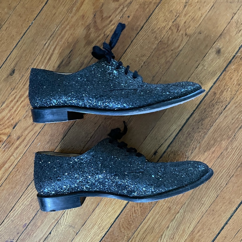 Robert Clergerie black glitter Oxford